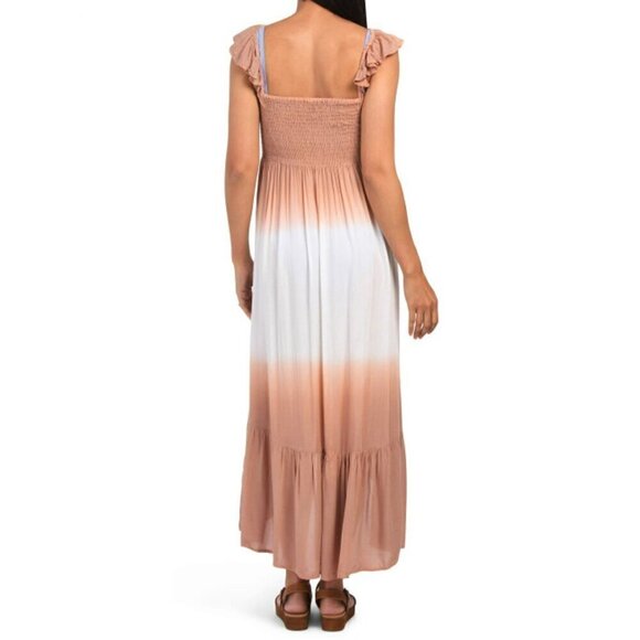 NWT RAVIYA Tie Dye Ombre Hi-low Ruffle Trim Maxi Dress Cover-up - Picture 2 of 5